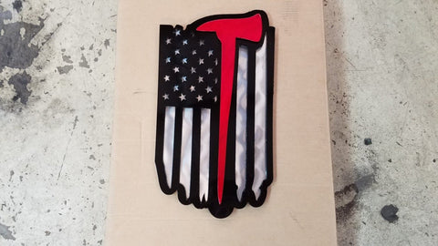 Tattered & Torn American Flag - Firefighter/Fireman Battle Axe-advanced-metal-art.myshopify.com