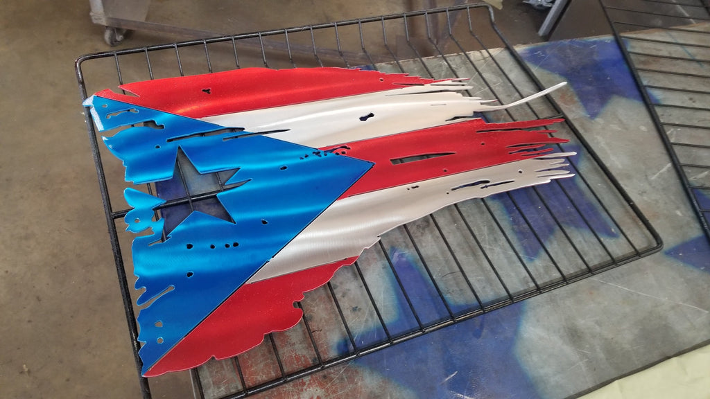 Tattered & Torn Puerto Rican Flag-advanced-metal-art.myshopify.com